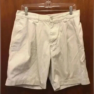 Men STRUCTURE beige Khaki Cotton Classic Pleated Shorts Sz 34 EUC Chino